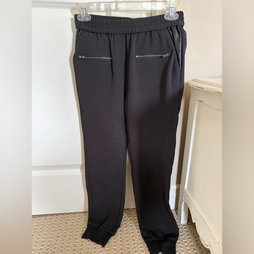The Kooples Black/Dark Gray Cropped Jogger Pants with Zip Pockets